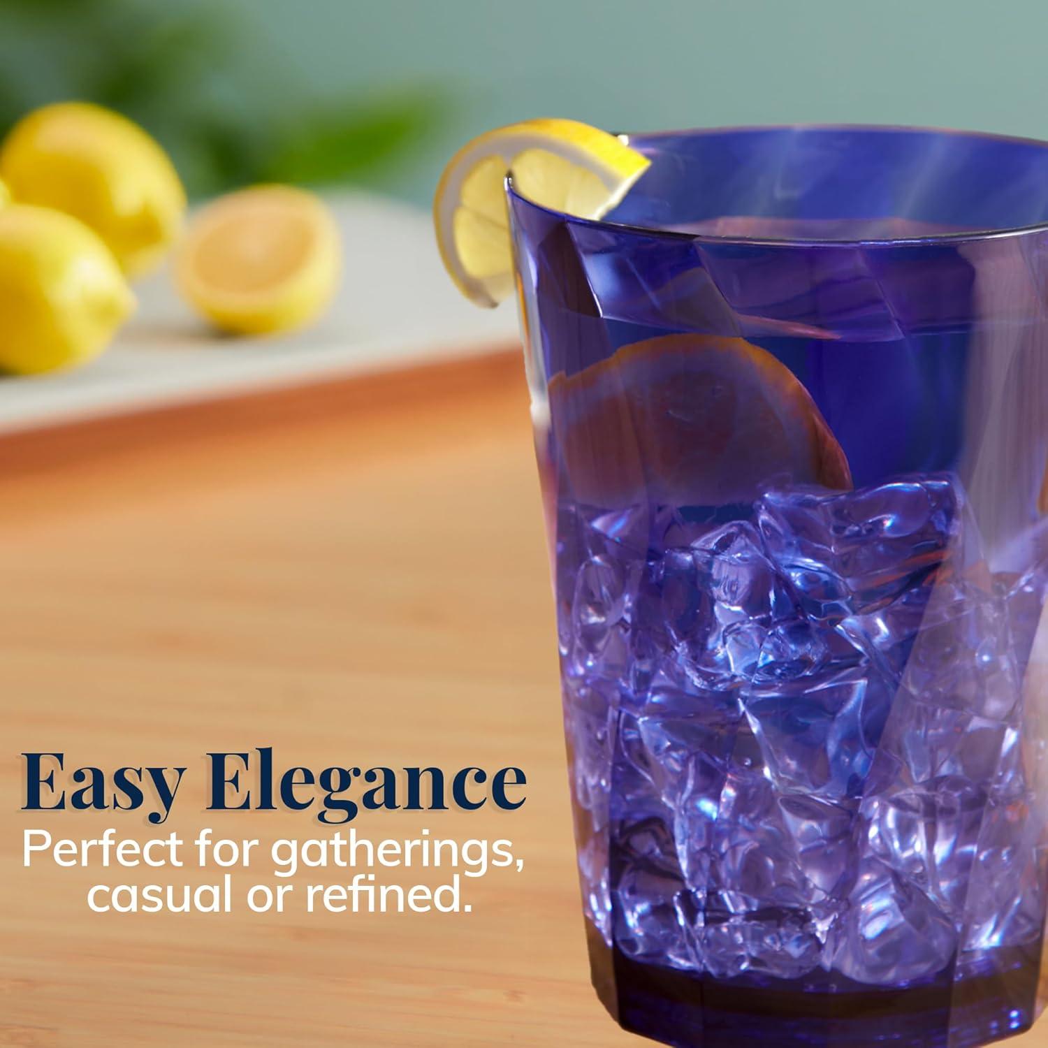 imageUS Acrylic Optix Plastic Reusable Drinking Glasses Set of 16 14oz Rocks ampamp 20oz Water Cups in Coastal Colors BPAFree Tumblers Made in USA TopRack Dishwasher Safe14ounce