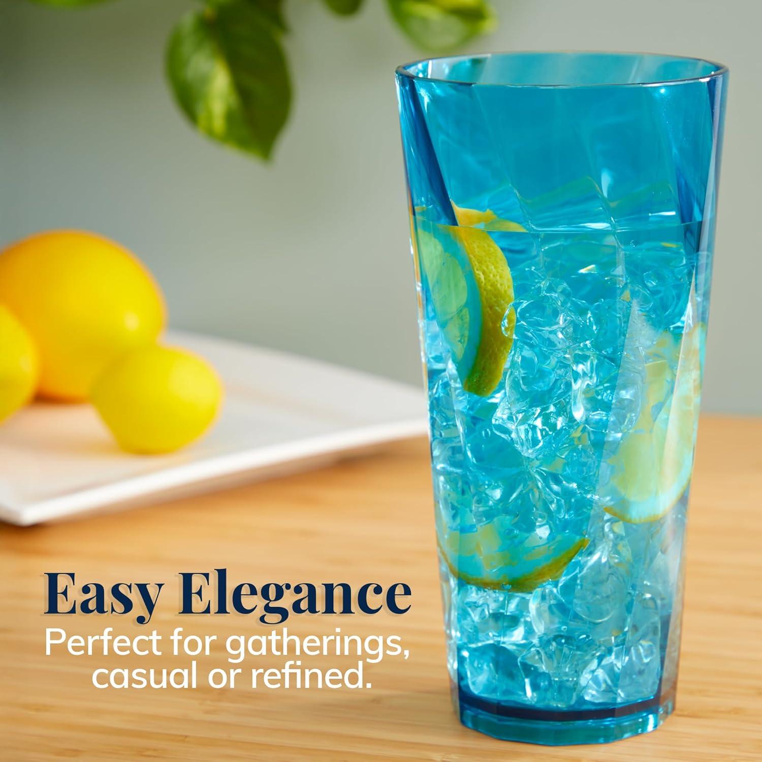 imageUS Acrylic Optix Plastic Reusable Drinking Glasses Set of 16 14oz Rocks ampamp 20oz Water Cups in Jewel Tone Colors BPAFree Tumblers Made in USA TopRack Dishwasher Safe26ounce