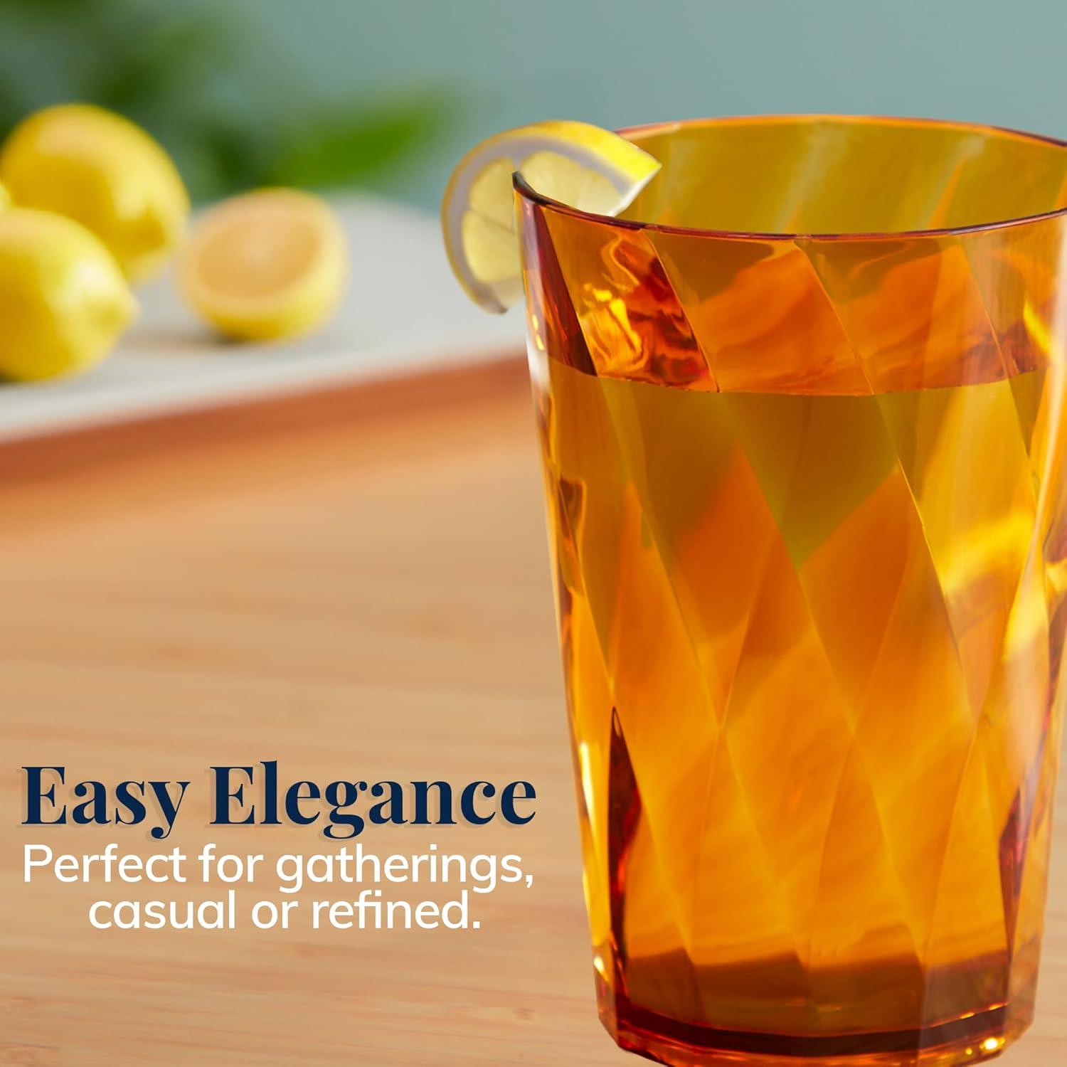 imageUS Acrylic Optix Plastic Reusable Drinking Glasses Set of 16 14oz Rocks ampamp 20oz Water Cups in Jewel Tone Colors BPAFree Tumblers Made in USA TopRack Dishwasher Safe8ounce