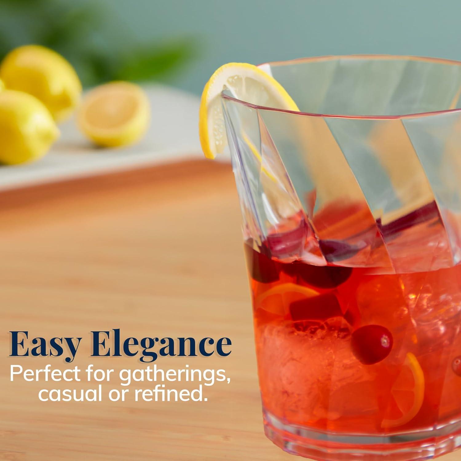 imageUS Acrylic Optix Plastic Reusable Drinking Glasses Set of 8 20oz Water Cups in Clear BPAFree Tumblers Made in USA TopRack Dishwasher Safe14ounce