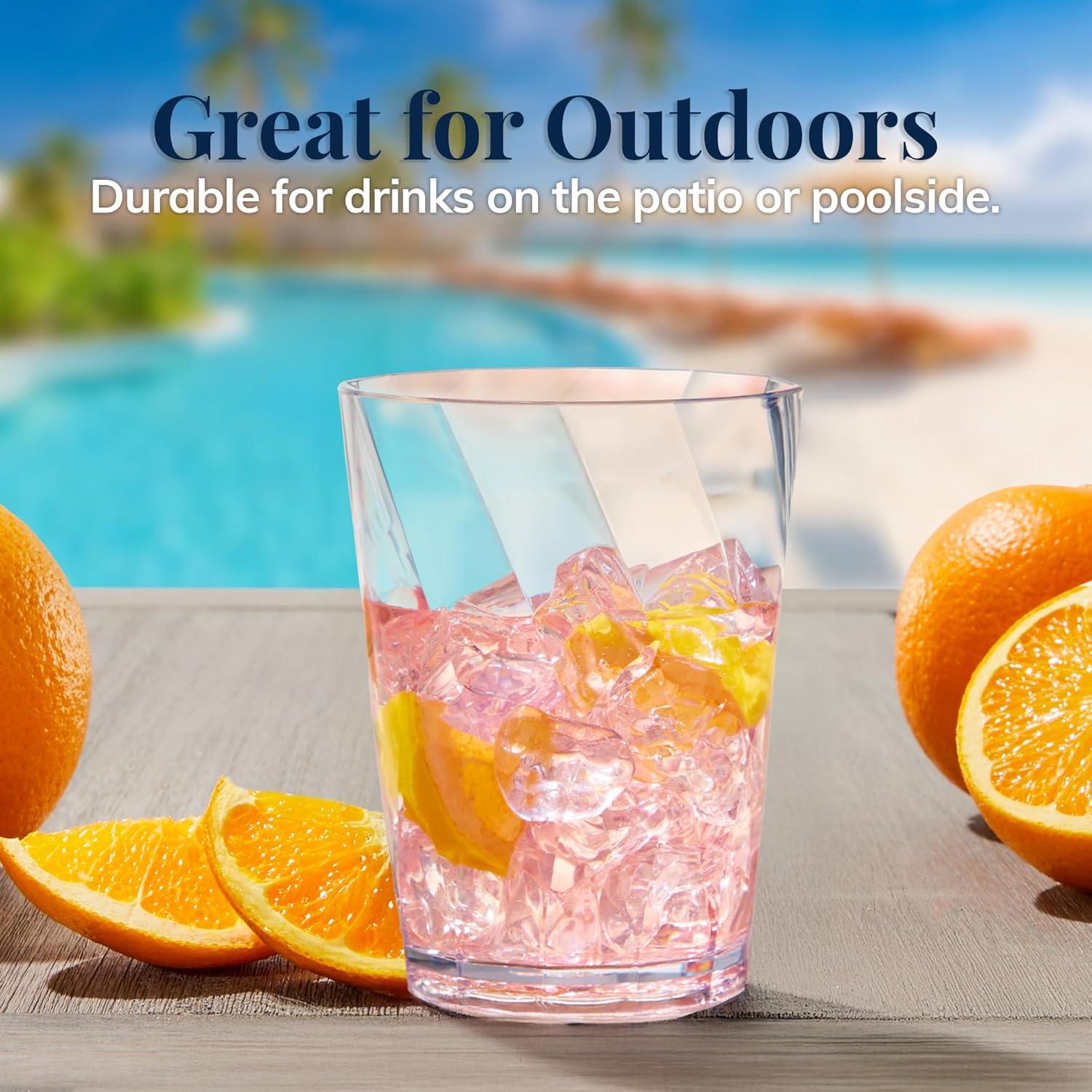 imageUS Acrylic Optix Plastic Reusable Drinking Glasses Set of 8 20oz Water Cups in Clear BPAFree Tumblers Made in USA TopRack Dishwasher Safe14ounce