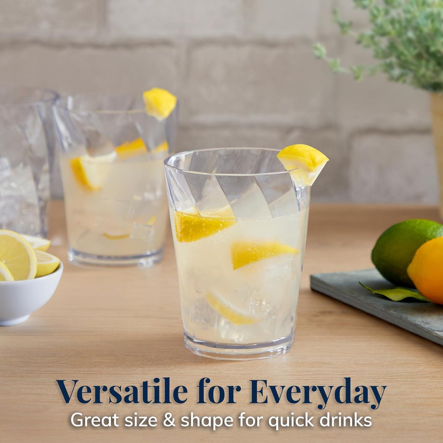 imageUS Acrylic Optix Plastic Reusable Drinking Glasses Set of 8 20oz Water Cups in Clear BPAFree Tumblers Made in USA TopRack Dishwasher Safe14ounce