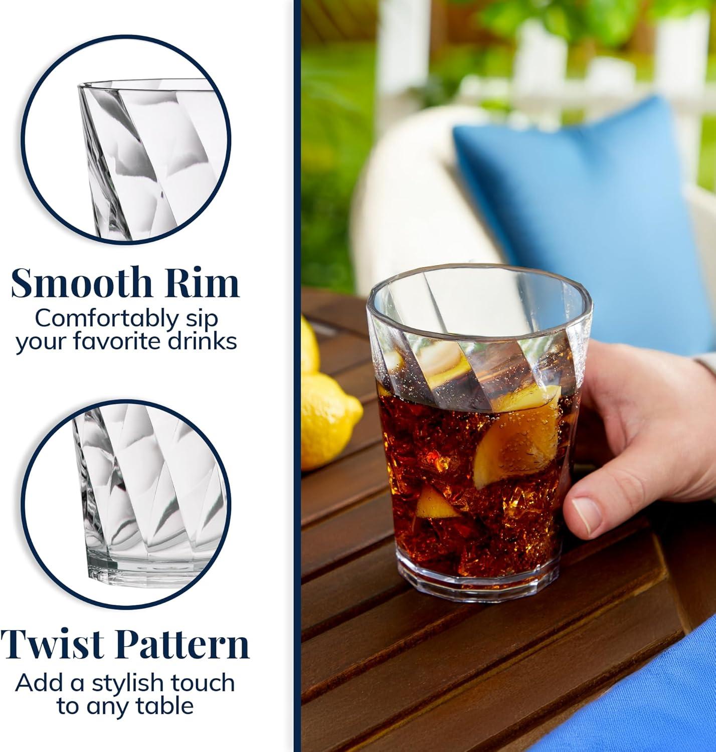 imageUS Acrylic Optix Plastic Reusable Drinking Glasses Set of 8 20oz Water Cups in Clear BPAFree Tumblers Made in USA TopRack Dishwasher Safe14ounce