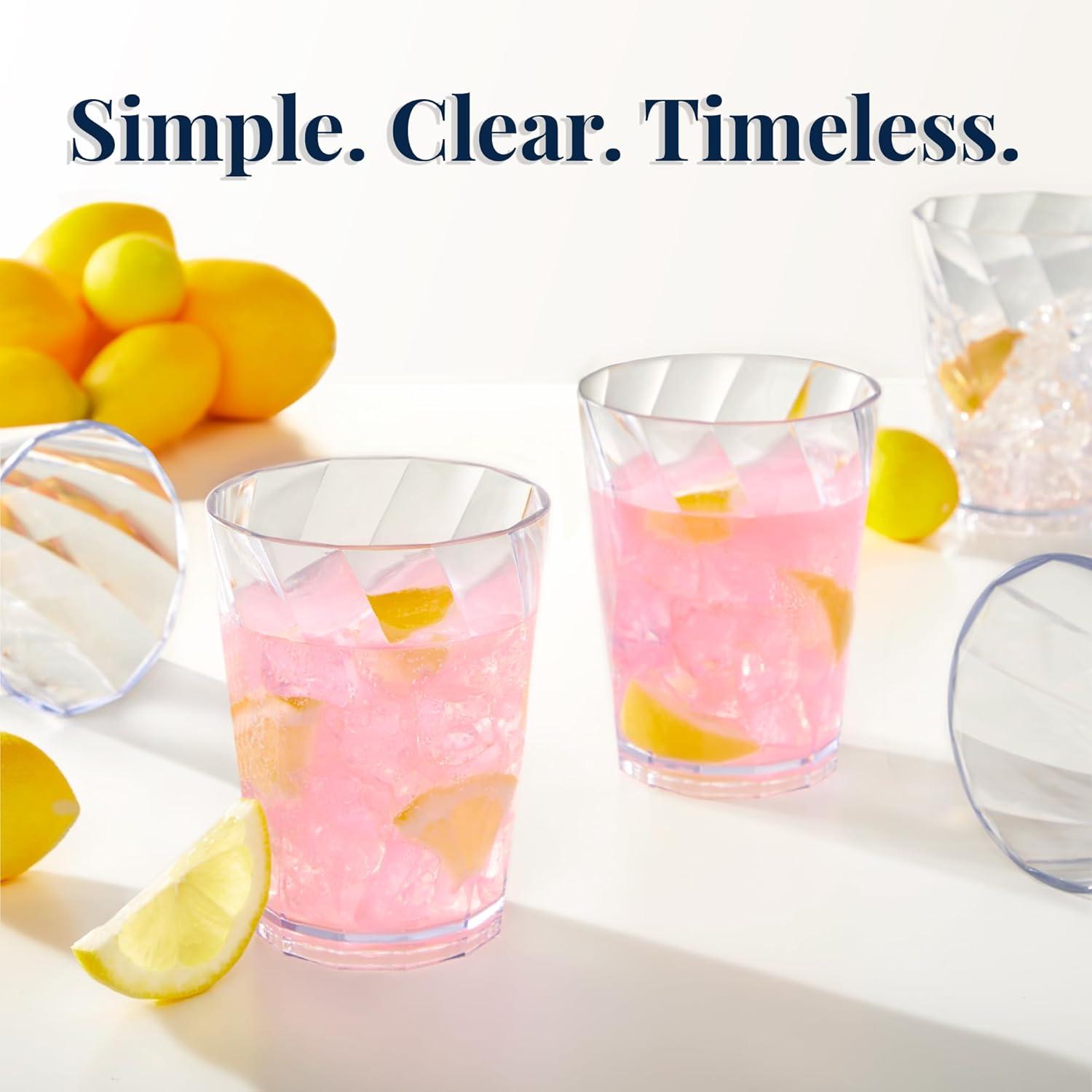 imageUS Acrylic Optix Plastic Reusable Drinking Glasses Set of 8 20oz Water Cups in Clear BPAFree Tumblers Made in USA TopRack Dishwasher Safe14ounce