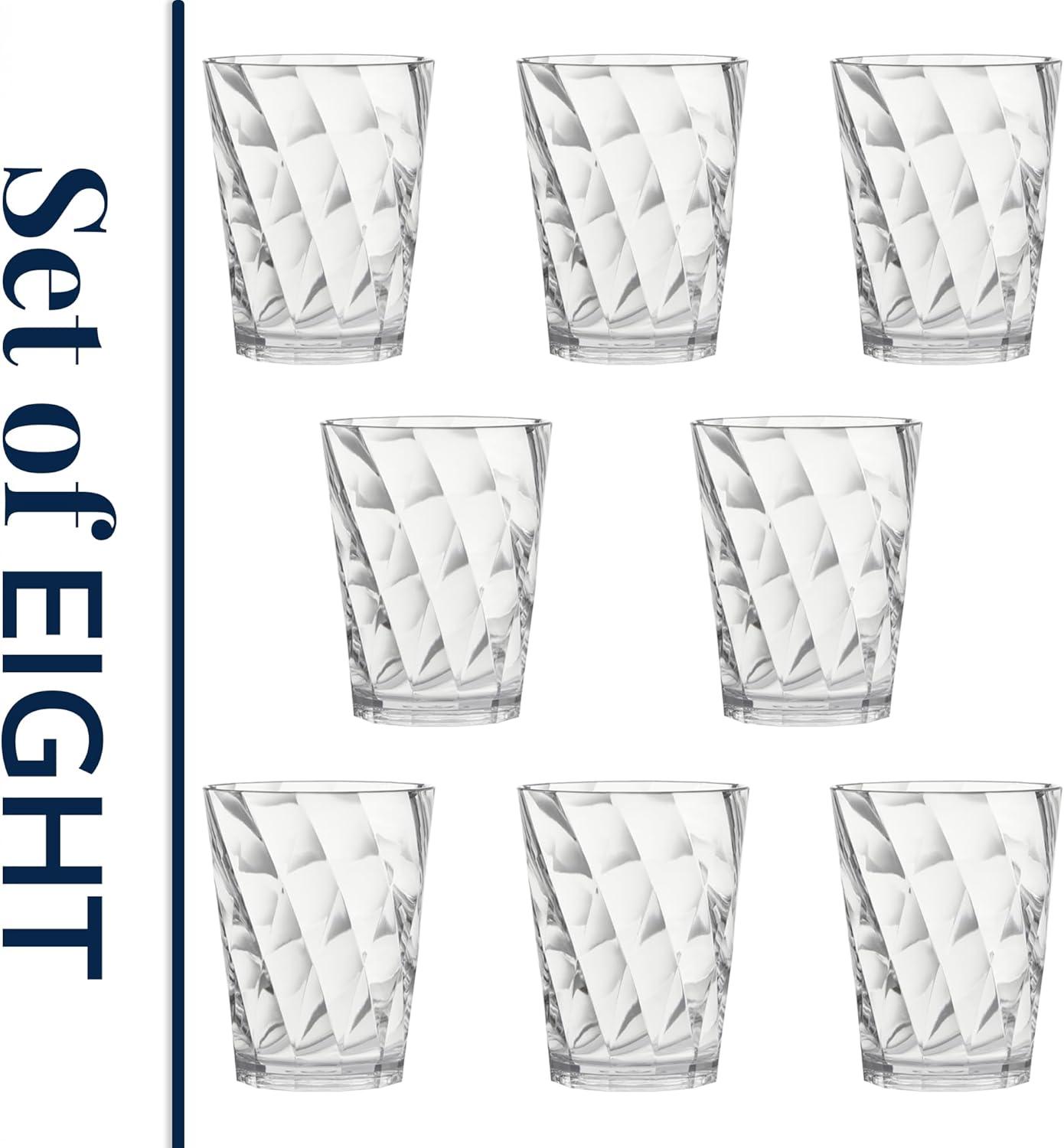 imageUS Acrylic Optix Plastic Reusable Drinking Glasses Set of 8 20oz Water Cups in Clear BPAFree Tumblers Made in USA TopRack Dishwasher Safe14ounce