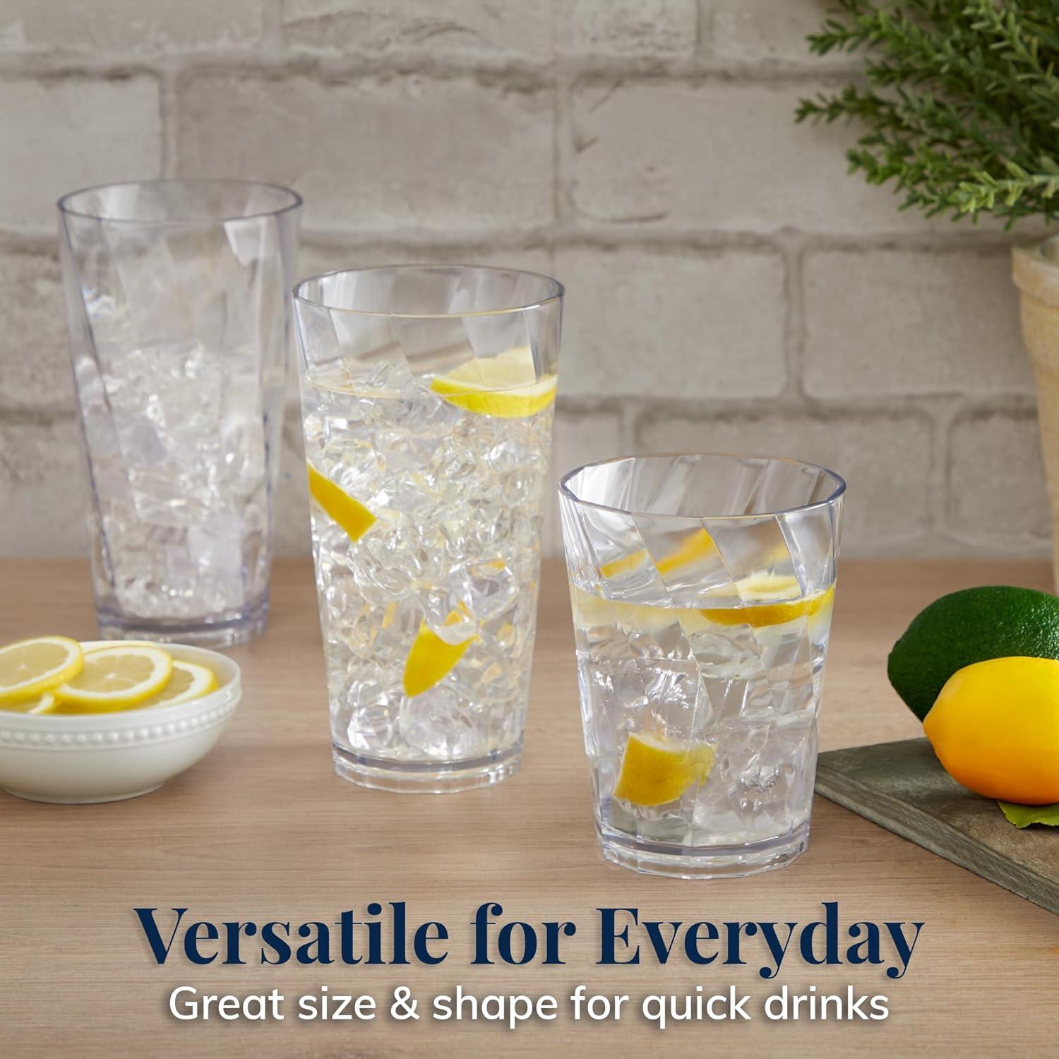 imageUS Acrylic Optix Plastic Reusable Drinking Glasses Set of 8 20oz Water Cups in Clear BPAFree Tumblers Made in USA TopRack Dishwasher Safe14ounce20ounce