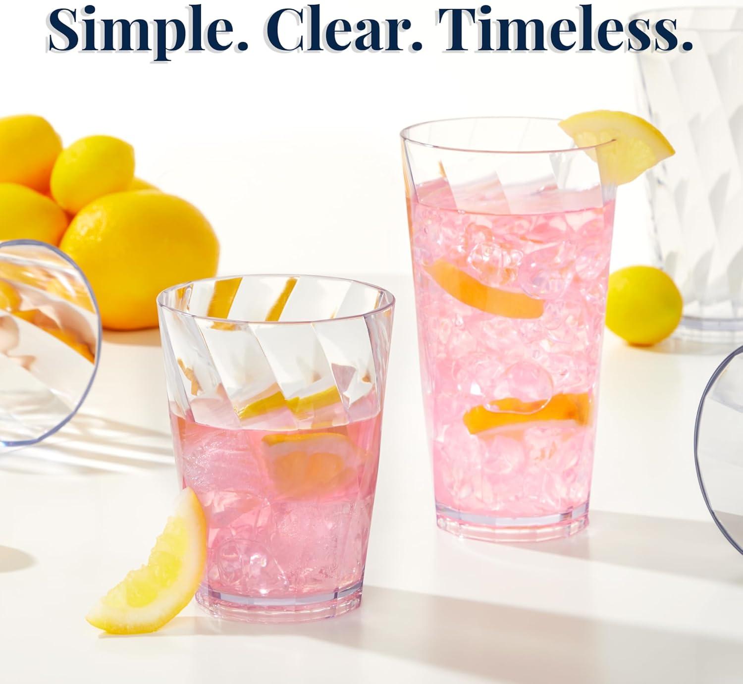 imageUS Acrylic Optix Plastic Reusable Drinking Glasses Set of 8 20oz Water Cups in Clear BPAFree Tumblers Made in USA TopRack Dishwasher Safe14ounce20ounce