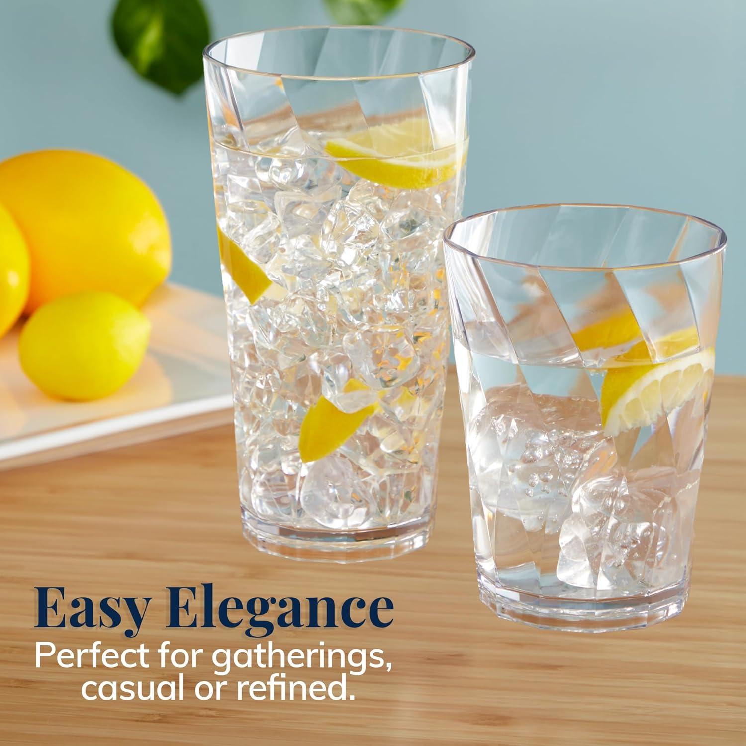 imageUS Acrylic Optix Plastic Reusable Drinking Glasses Set of 8 20oz Water Cups in Clear BPAFree Tumblers Made in USA TopRack Dishwasher Safe14ounce20ounce