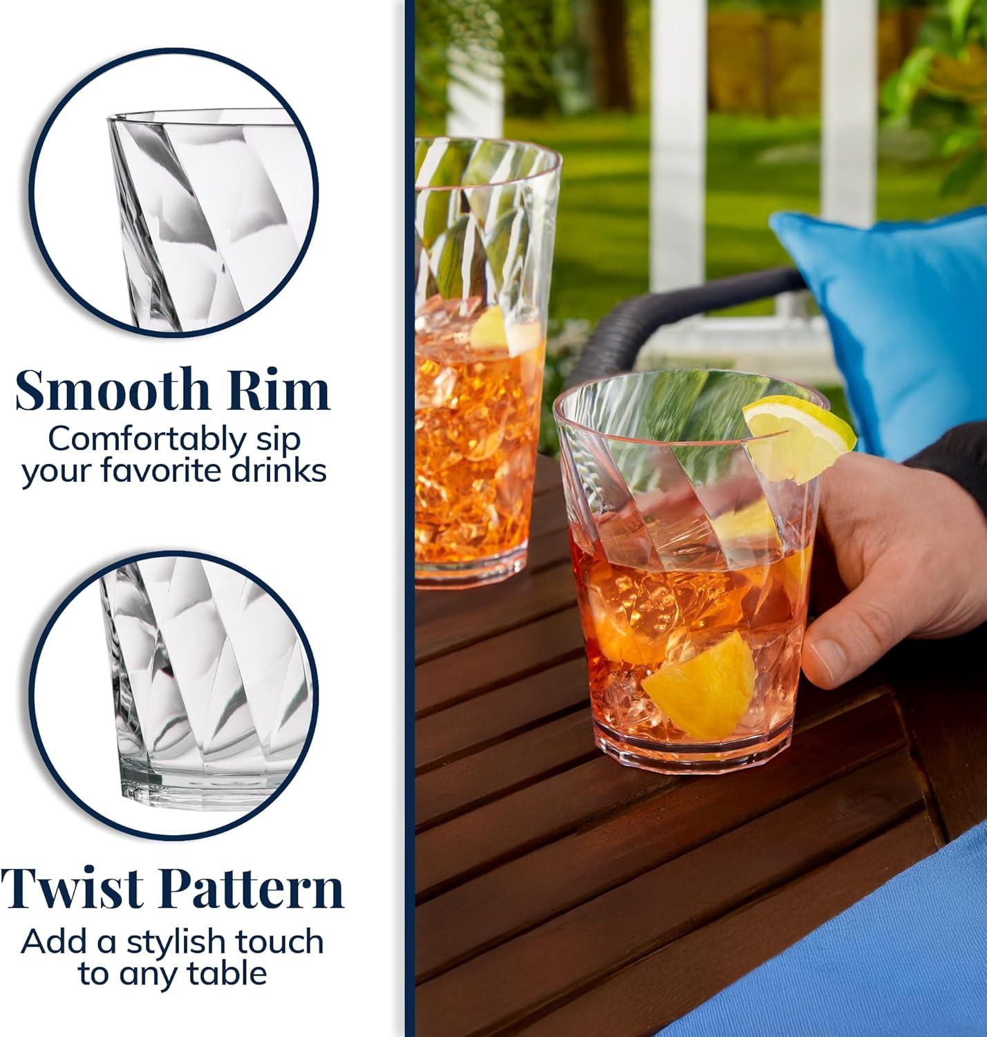 imageUS Acrylic Optix Plastic Reusable Drinking Glasses Set of 8 20oz Water Cups in Clear BPAFree Tumblers Made in USA TopRack Dishwasher Safe14ounce20ounce