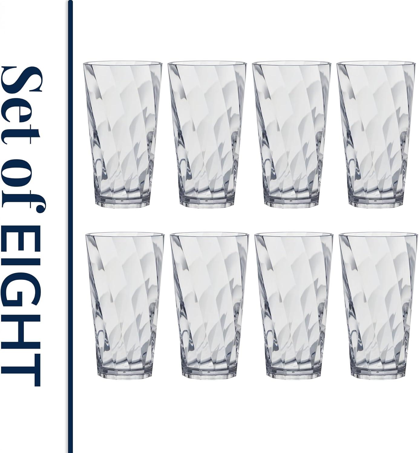 imageUS Acrylic Optix Plastic Reusable Drinking Glasses Set of 8 20oz Water Cups in Clear BPAFree Tumblers Made in USA TopRack Dishwasher Safe20 Ounces