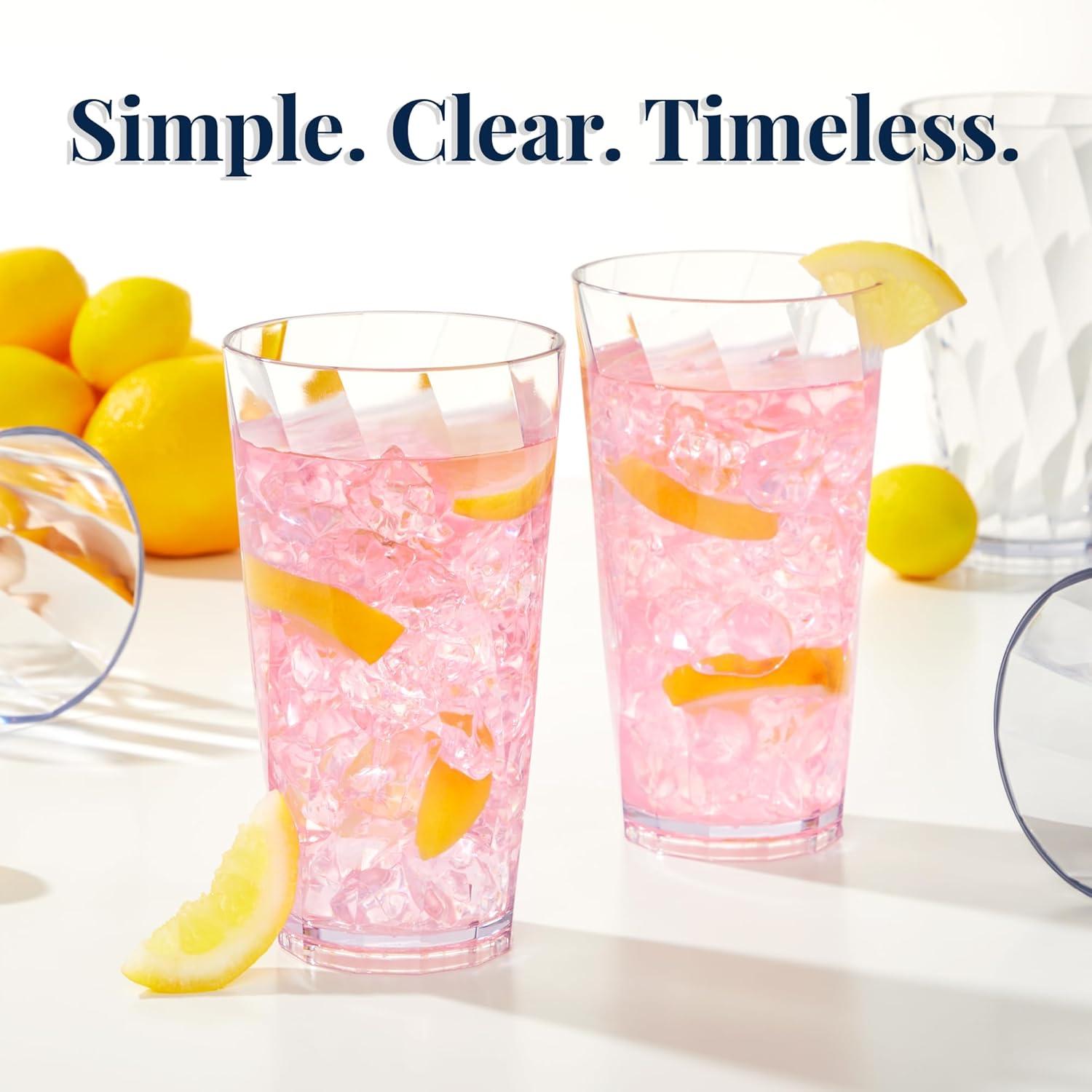imageUS Acrylic Optix Plastic Reusable Drinking Glasses Set of 8 20oz Water Cups in Clear BPAFree Tumblers Made in USA TopRack Dishwasher Safe20 Ounces