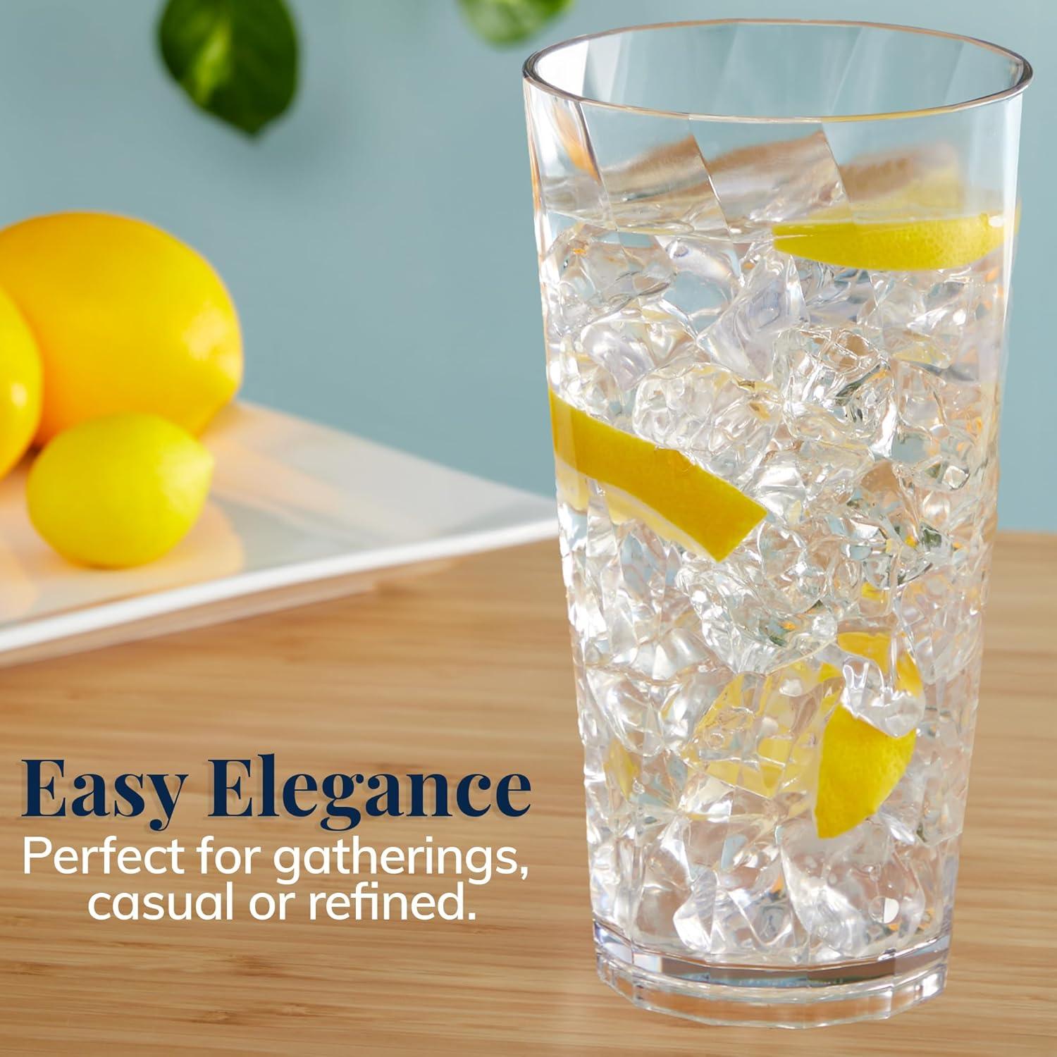 imageUS Acrylic Optix Plastic Reusable Drinking Glasses Set of 8 20oz Water Cups in Clear BPAFree Tumblers Made in USA TopRack Dishwasher Safe20 Ounces