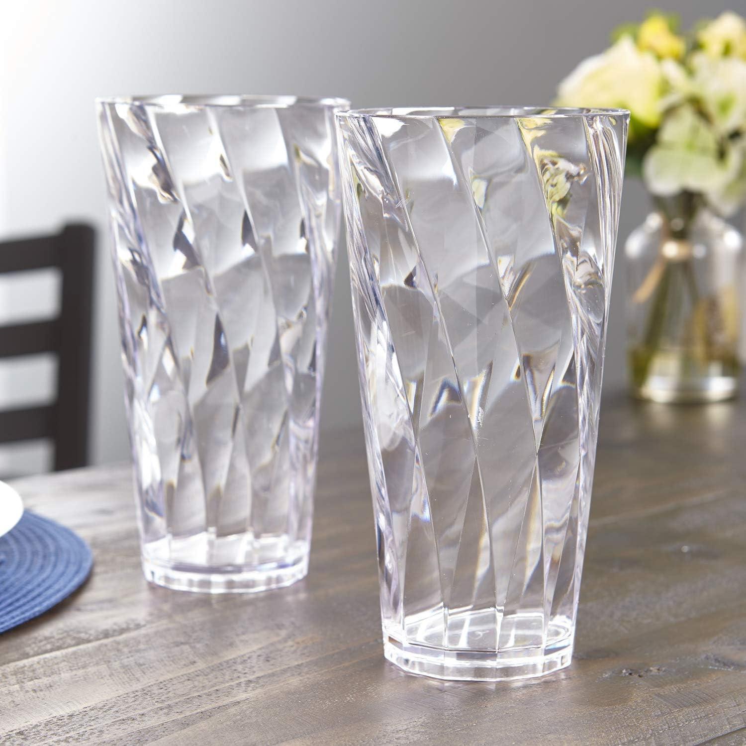 imageUS Acrylic Optix Plastic Reusable Drinking Glasses Set of 8 20oz Water Cups in Clear BPAFree Tumblers Made in USA TopRack Dishwasher Safe26ounce
