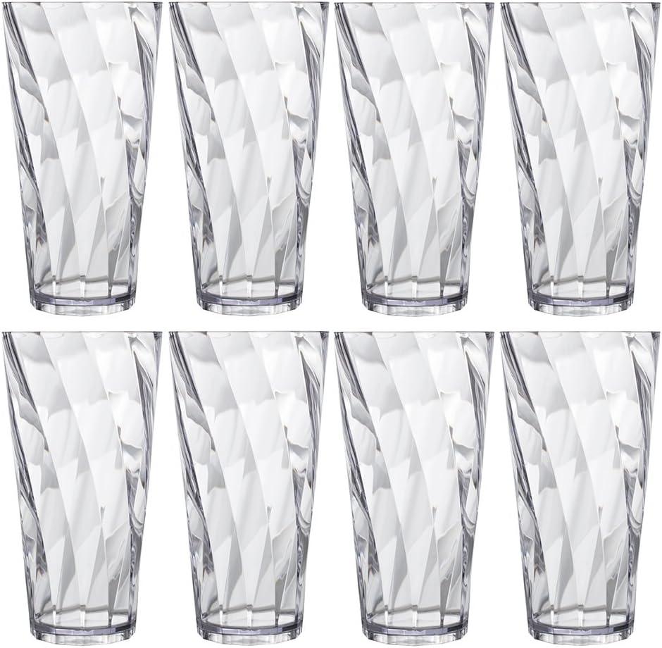 imageUS Acrylic Optix Plastic Reusable Drinking Glasses Set of 8 20oz Water Cups in Clear BPAFree Tumblers Made in USA TopRack Dishwasher Safe26ounce