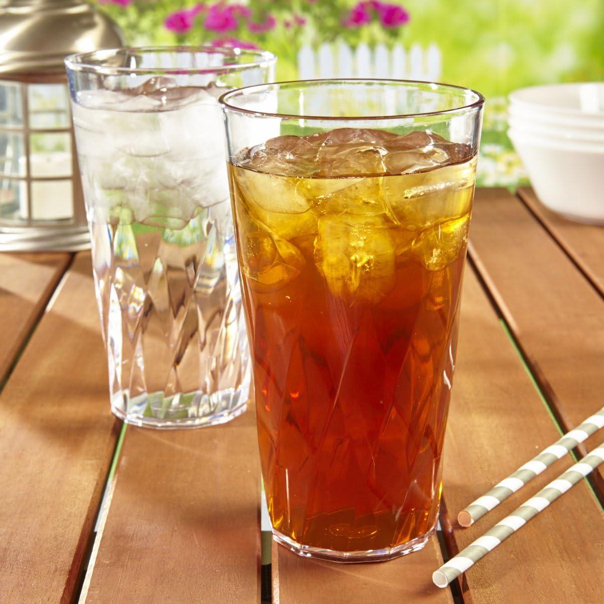 imageUS Acrylic Palmetto Set of 16 20 ounce Plastic Stackable Water Tumblers in Clear Lightweight Value Set of Drinking Cups Reusable BPAfree Made in the USA Toprack Dishwasher Safe20ounce