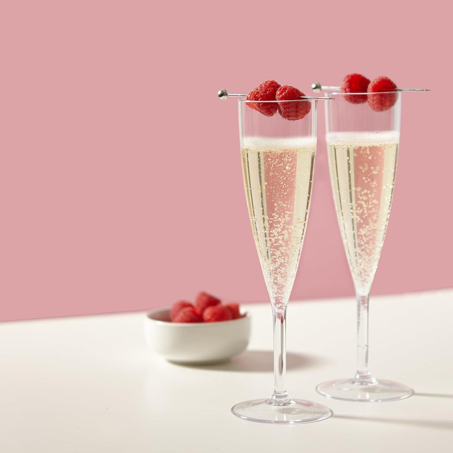 imageUS Acrylic Plastic Reusable Champagne Flute Set of 12 Clear 5oz Stems BPAFree Shatterproof Made in USA TopRack Dishwasher SafeClear