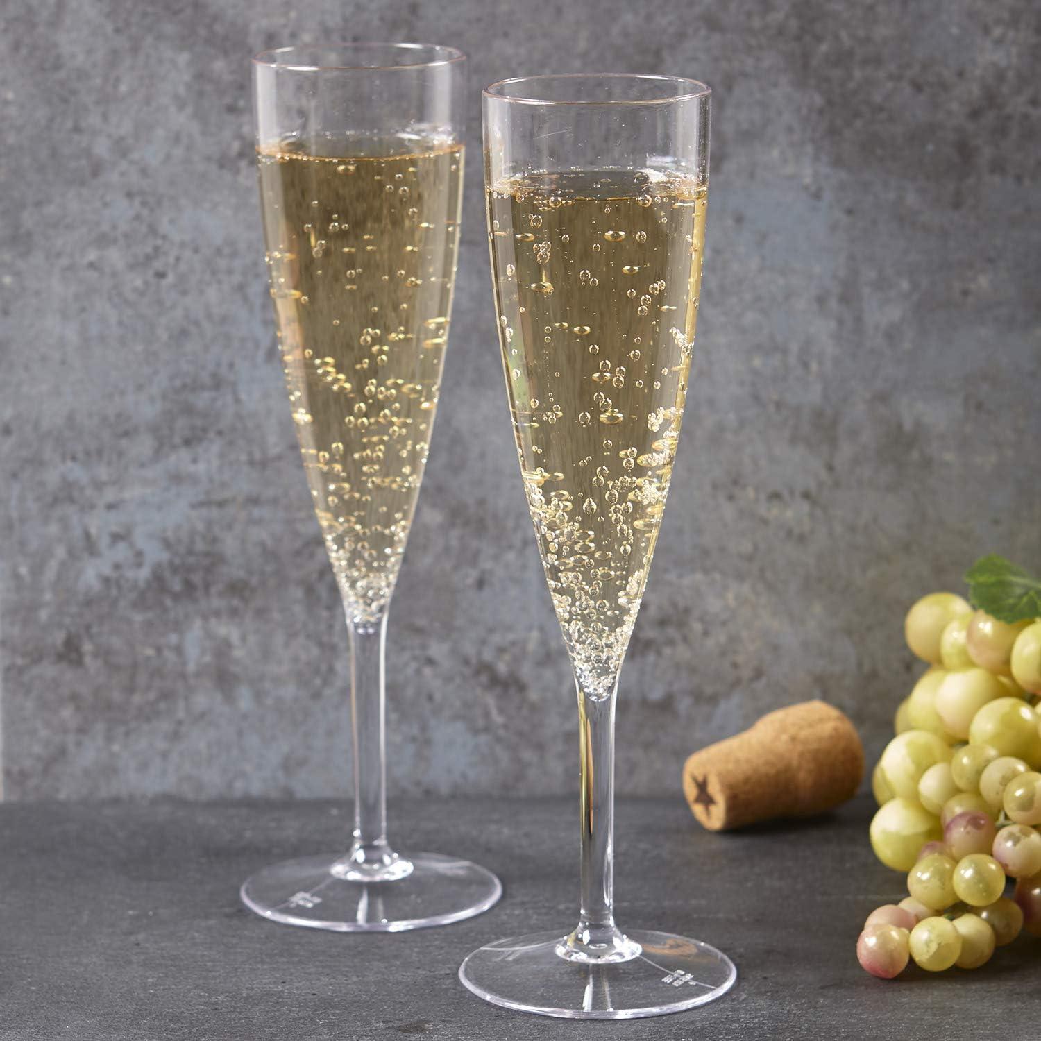 imageUS Acrylic Plastic Reusable Champagne Flute Set of 12 Clear 5oz Stems BPAFree Shatterproof Made in USA TopRack Dishwasher SafeClear