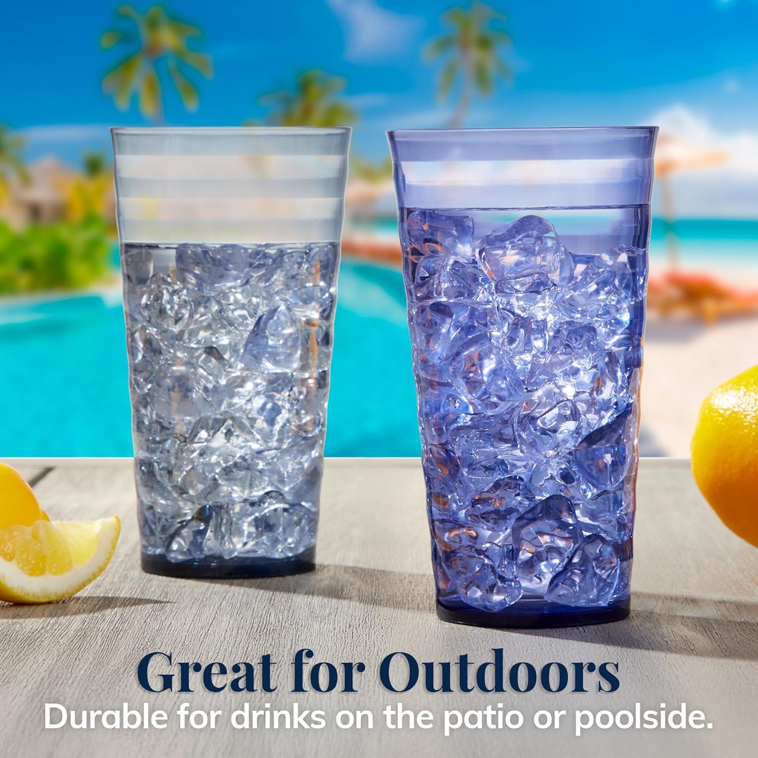 imageUS Acrylic Splash Set of 16 18 ounce Plastic Stackable Water Tumblers in 4 Coastal Colors Value Set of Drinking Cups Reusable BPAfree Made in the USA Toprack Dishwasher Safe