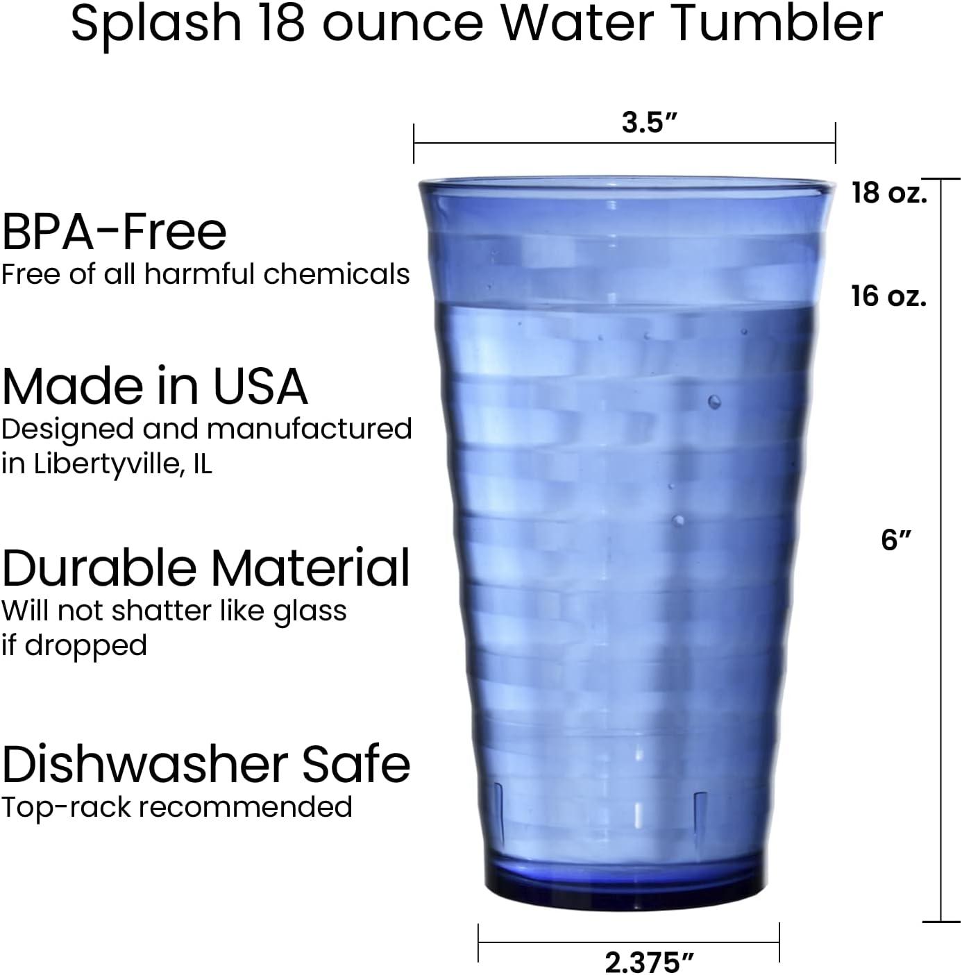 imageUS Acrylic Splash Set of 16 18 ounce Plastic Stackable Water Tumblers in 4 Coastal Colors Value Set of Drinking Cups Reusable BPAfree Made in the USA Toprack Dishwasher Safe