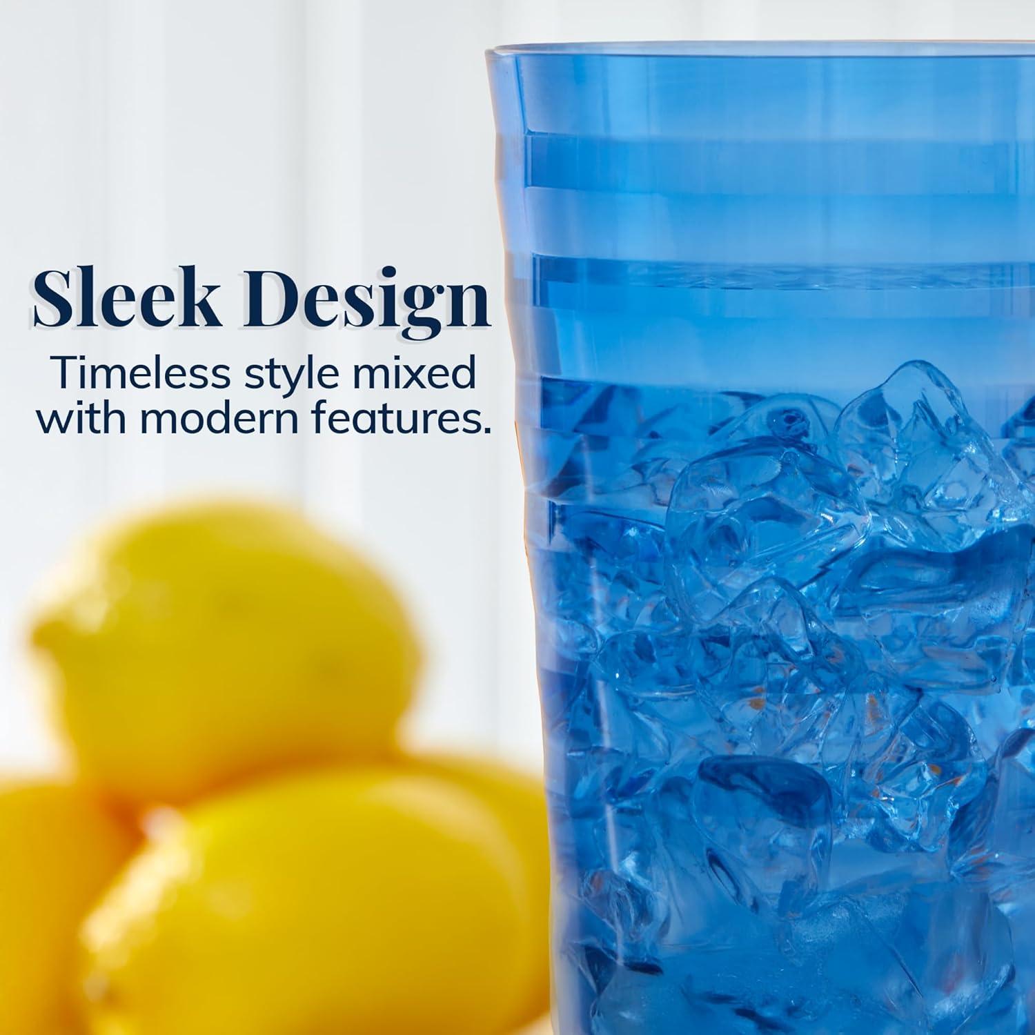 imageUS Acrylic Splash Set of 16 18 ounce Plastic Stackable Water Tumblers in Jewel Tone Colors Value Set of Drinking Cups Reusable BPAfree Made in the USA Toprack Dishwasher Safe