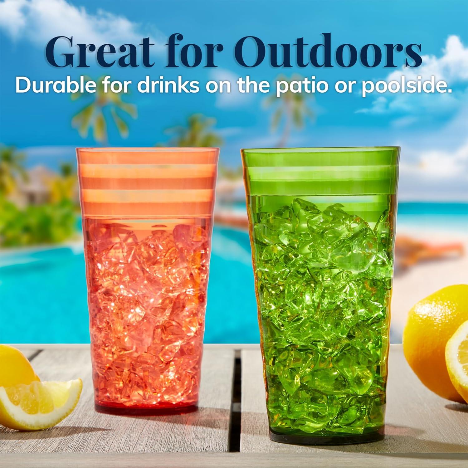 imageUS Acrylic Splash Set of 16 18 ounce Plastic Stackable Water Tumblers in Jewel Tone Colors Value Set of Drinking Cups Reusable BPAfree Made in the USA Toprack Dishwasher Safe