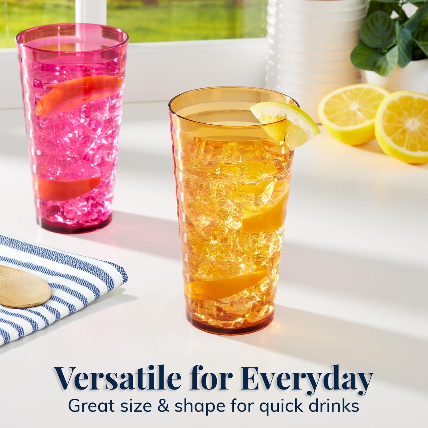 imageUS Acrylic Splash Set of 16 18 ounce Plastic Stackable Water Tumblers in Jewel Tone Colors Value Set of Drinking Cups Reusable BPAfree Made in the USA Toprack Dishwasher Safe