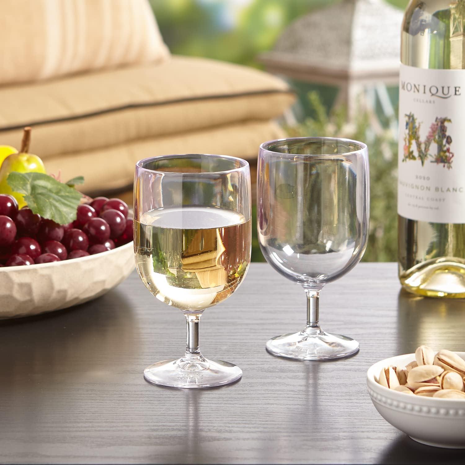 imageUS Acrylic Stackable 8 ounce Plastic Wine Stems in Clear Set of 8 Reusable BPAfree Made in the USA Toprack Dishwasher SafeClear