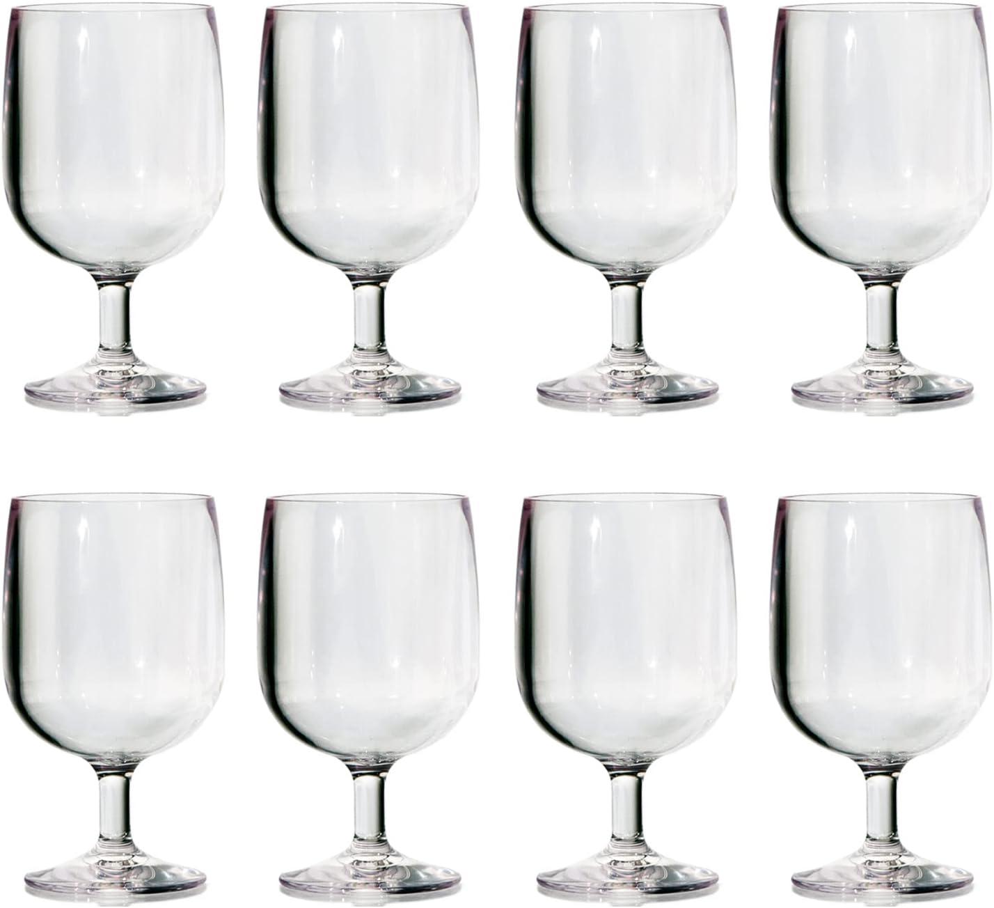 imageUS Acrylic Stackable 8 ounce Plastic Wine Stems in Clear Set of 8 Reusable BPAfree Made in the USA Toprack Dishwasher SafeClear