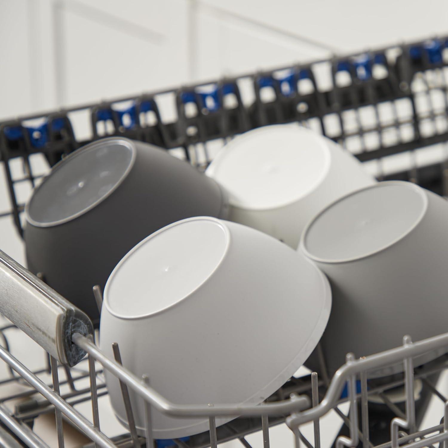 imageUS Acrylic Unbreakable 28 oz Plastic Stackable Cereal Bowls for Snacks ampamp Ice Cream in Grey Colors Set of 8 6inch Reusable BPAFree Made in the USA Dishwasher Safe DinnerwareGray