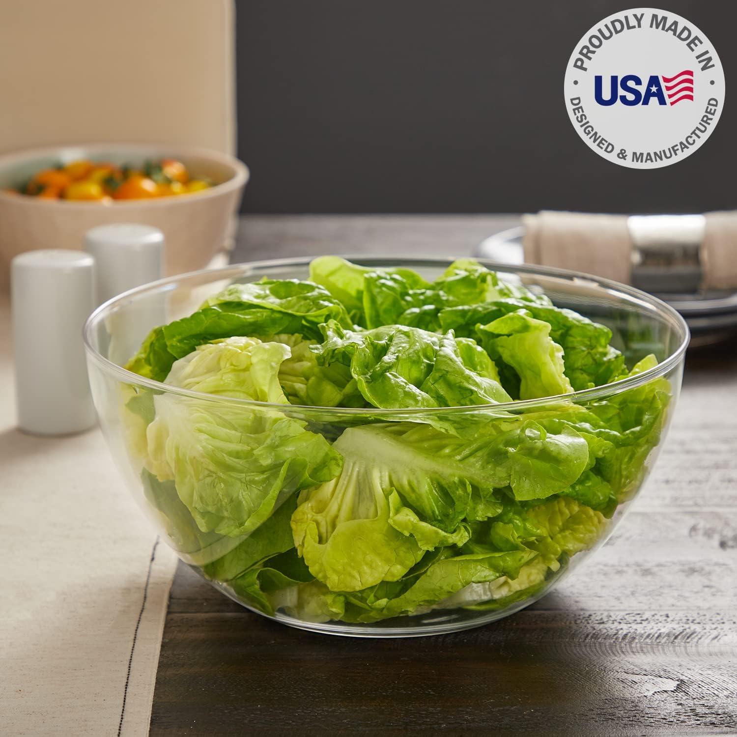 imageUS Acrylic Vista Clear Plastic Salad and Serving 10inch Bowls set of 3 Reusable BPAfree Made in the USA 135 oz capacityClear