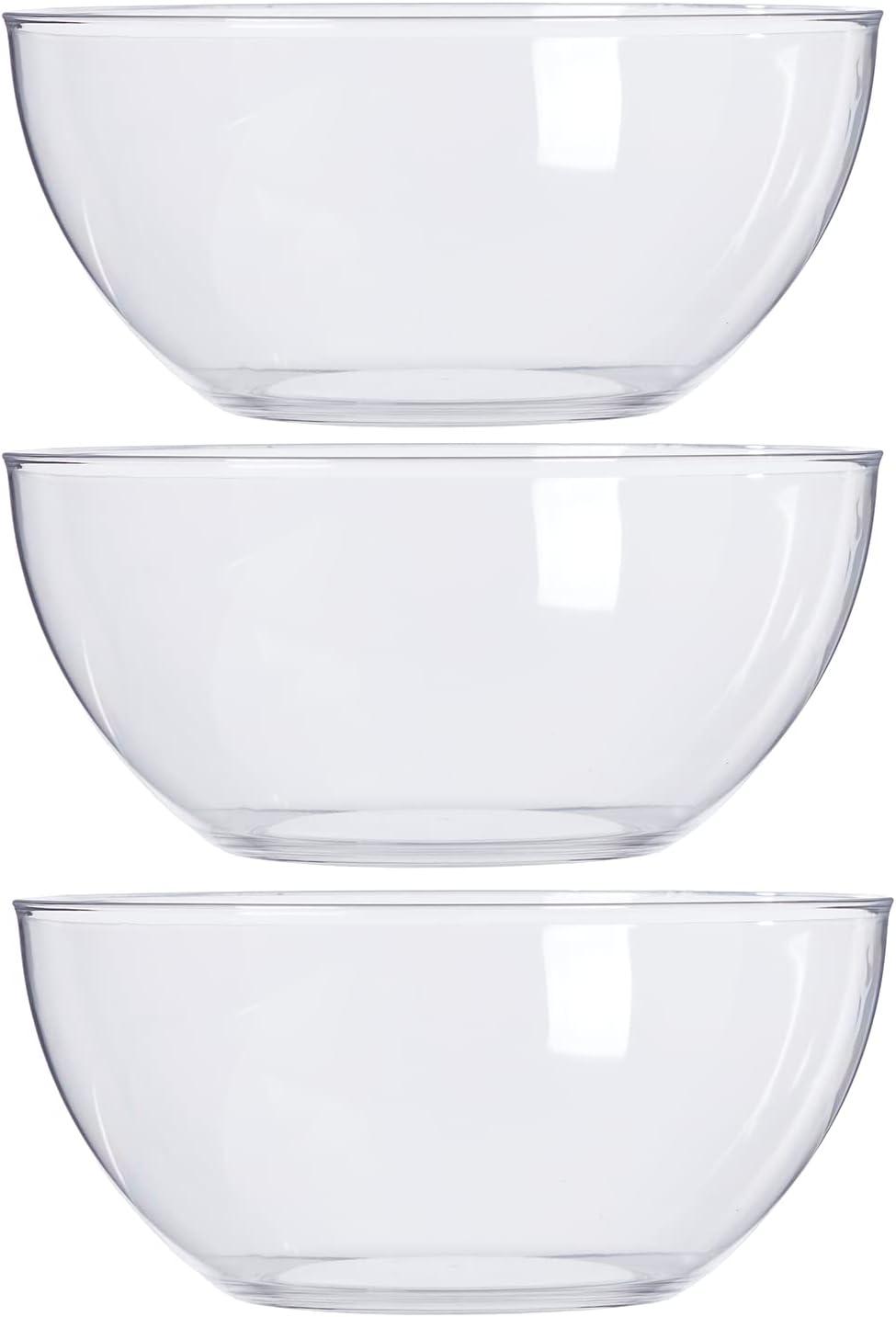 imageUS Acrylic Vista Clear Plastic Salad and Serving 10inch Bowls set of 3 Reusable BPAfree Made in the USA 135 oz capacityClear