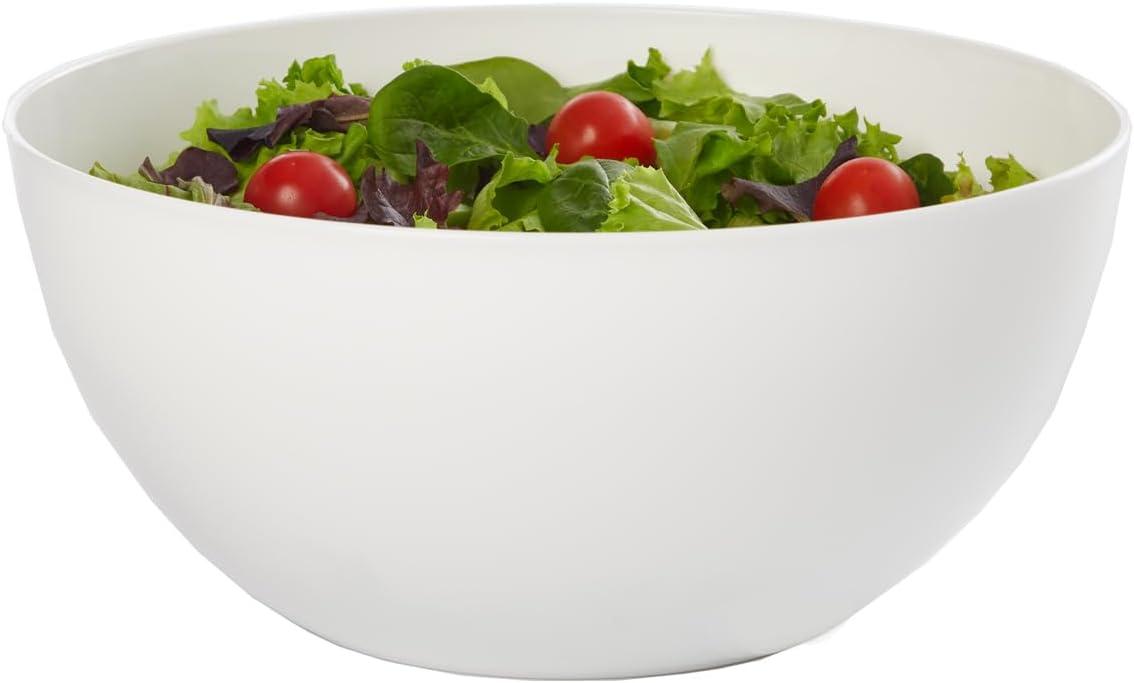 imageUS Acrylic Vista Clear Plastic Salad and Serving 10inch Bowls set of 3 Reusable BPAfree Made in the USA 135 oz capacityWhite