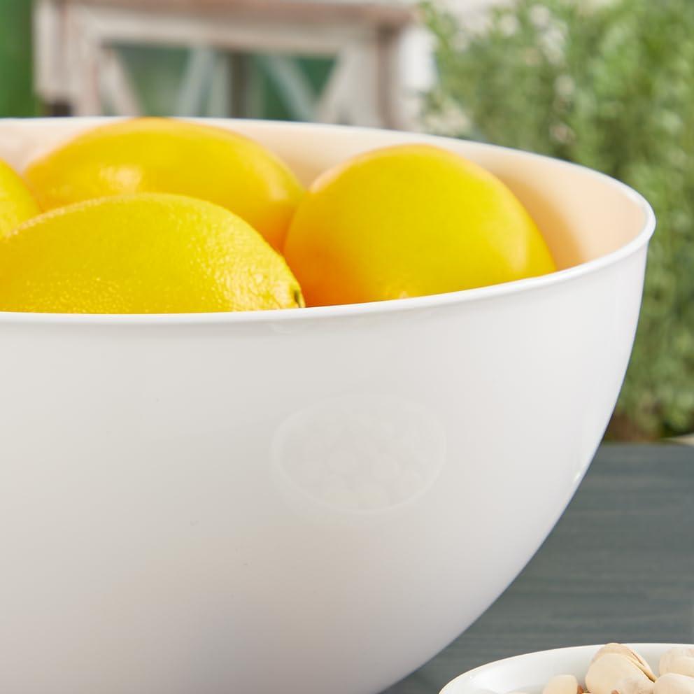 imageUS Acrylic Vista Clear Plastic Salad and Serving 10inch Bowls set of 3 Reusable BPAfree Made in the USA 135 oz capacityWhite