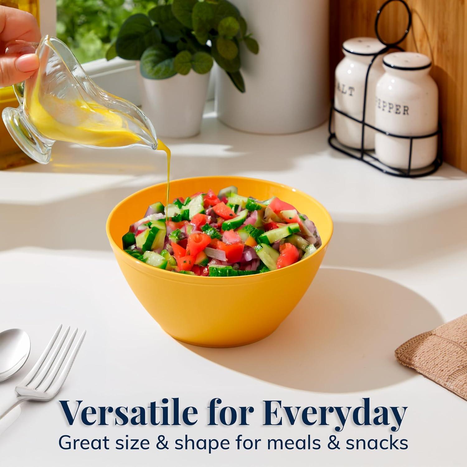 imageUS Acrylic Wheat Straw Unbreakable 28 oz Stackable Cereal Bowls for Snacks ampamp Ice Cream in Grey Set of 8 6inch Reusable BPAFree Dishwasher Safe Dinnerware Made in USAAssorted Colors