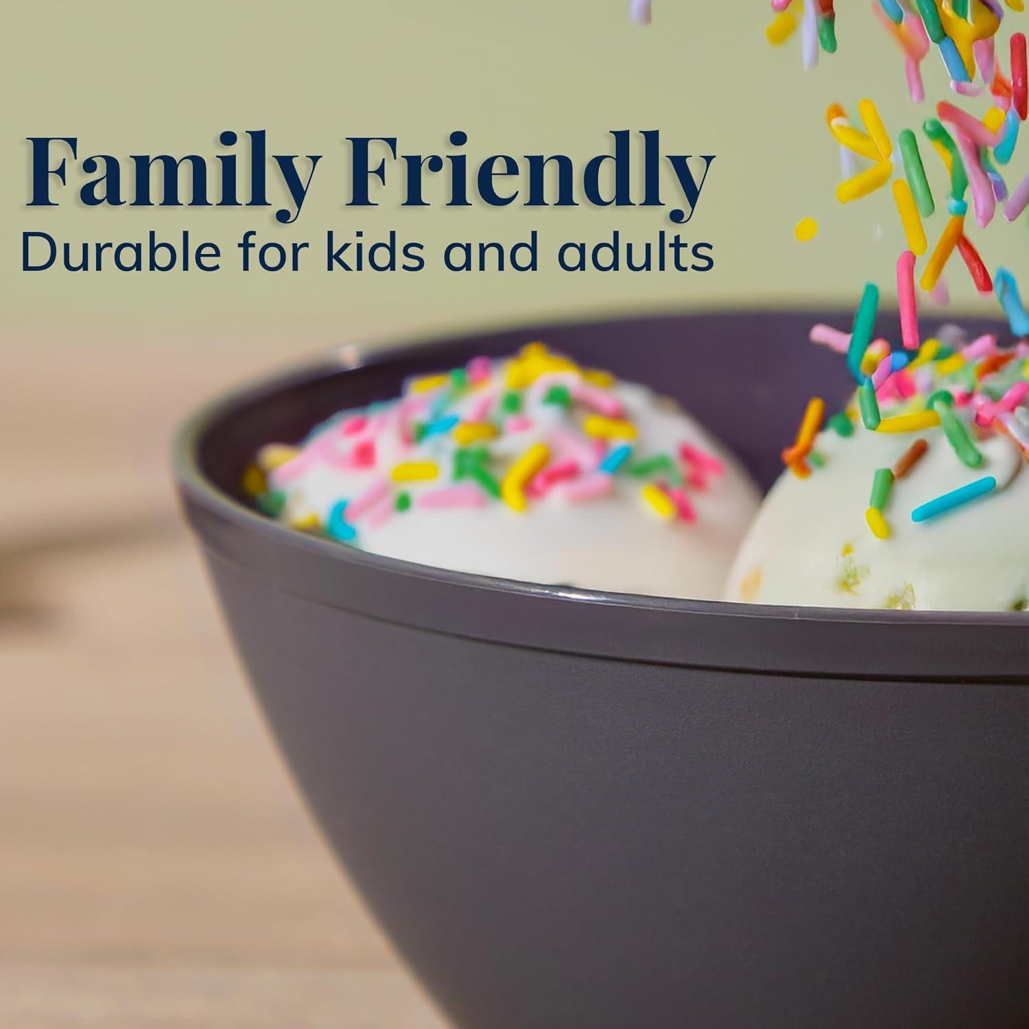 imageUS Acrylic Wheat Straw Unbreakable 28 oz Stackable Cereal Bowls for Snacks ampamp Ice Cream in Grey Set of 8 6inch Reusable BPAFree Dishwasher Safe Dinnerware Made in USAGray