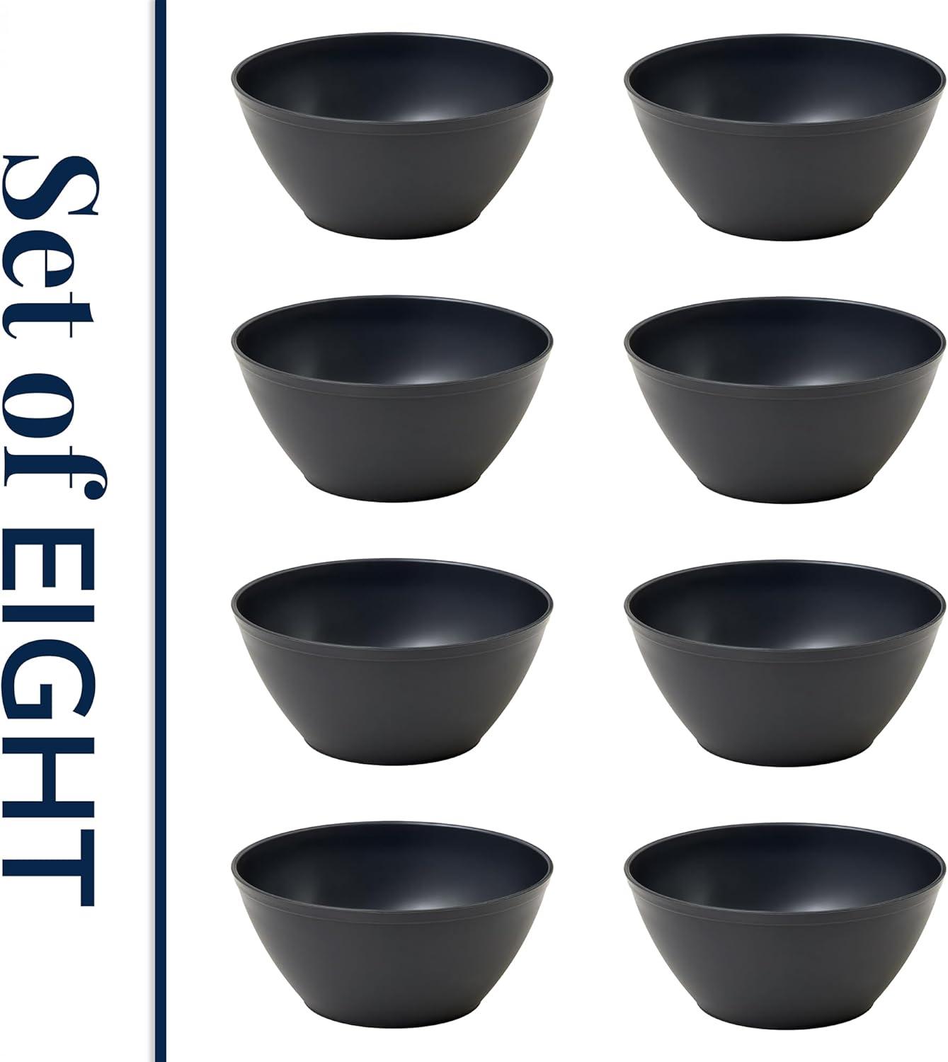 imageUS Acrylic Wheat Straw Unbreakable 28 oz Stackable Cereal Bowls for Snacks ampamp Ice Cream in Grey Set of 8 6inch Reusable BPAFree Dishwasher Safe Dinnerware Made in USAGray