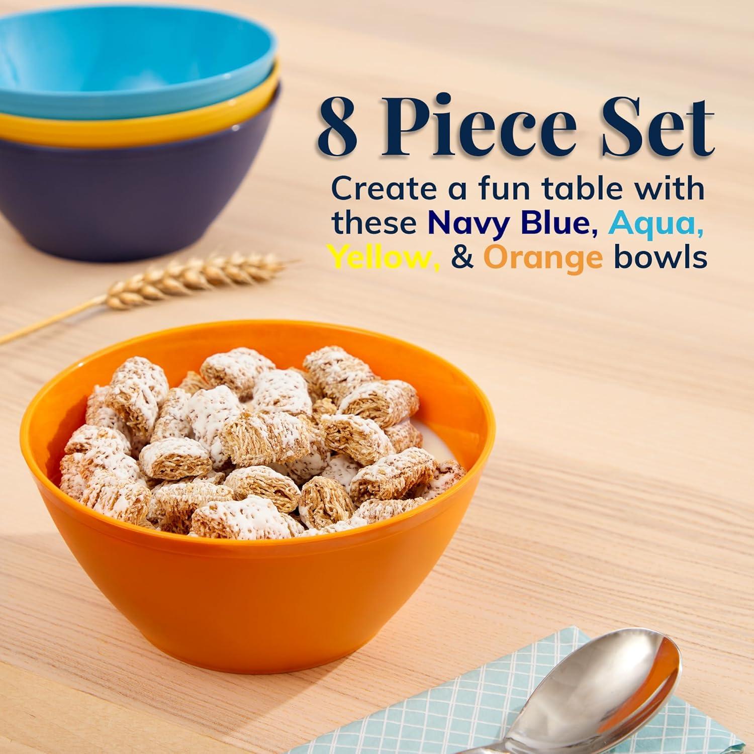 imageUS Acrylic Wheat Straw Unbreakable 28 oz Stackable Cereal Bowls for Snacks ampamp Ice Cream in Grey Set of 8 6inch Reusable BPAFree Dishwasher Safe Dinnerware Made in USAAssorted Colors