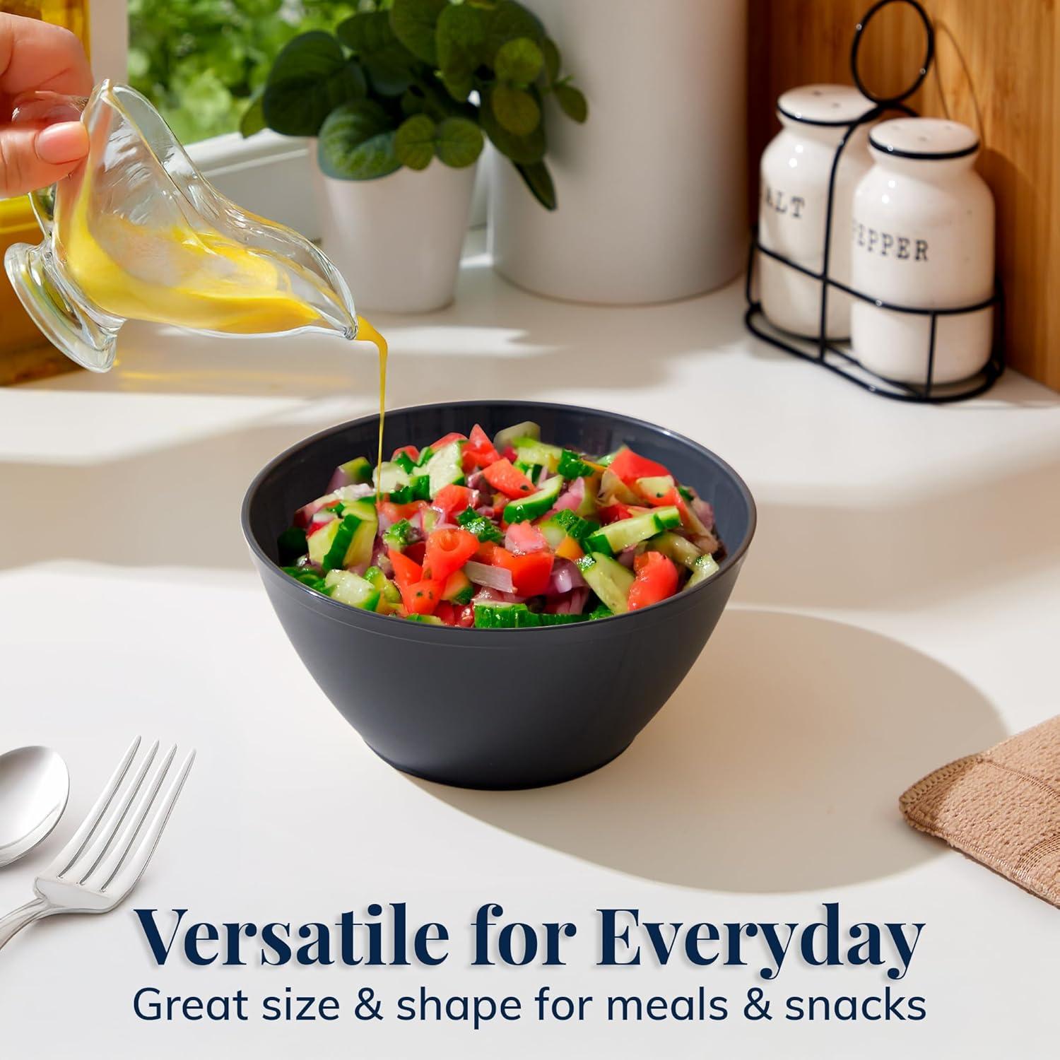 imageUS Acrylic Wheat Straw Unbreakable 28 oz Stackable Cereal Bowls for Snacks ampamp Ice Cream in Grey Set of 8 6inch Reusable BPAFree Dishwasher Safe Dinnerware Made in USAGray