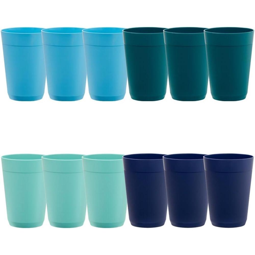 imageUS Acrylic Newport 32 ounce Unbreakable Plastic Stackable IcedTea Tumblers in Grey Stone Set of 12 Drinking Cups Reusable BPAfree Made in the USA Toprack Dishwasher and Microwave SafeCoastal