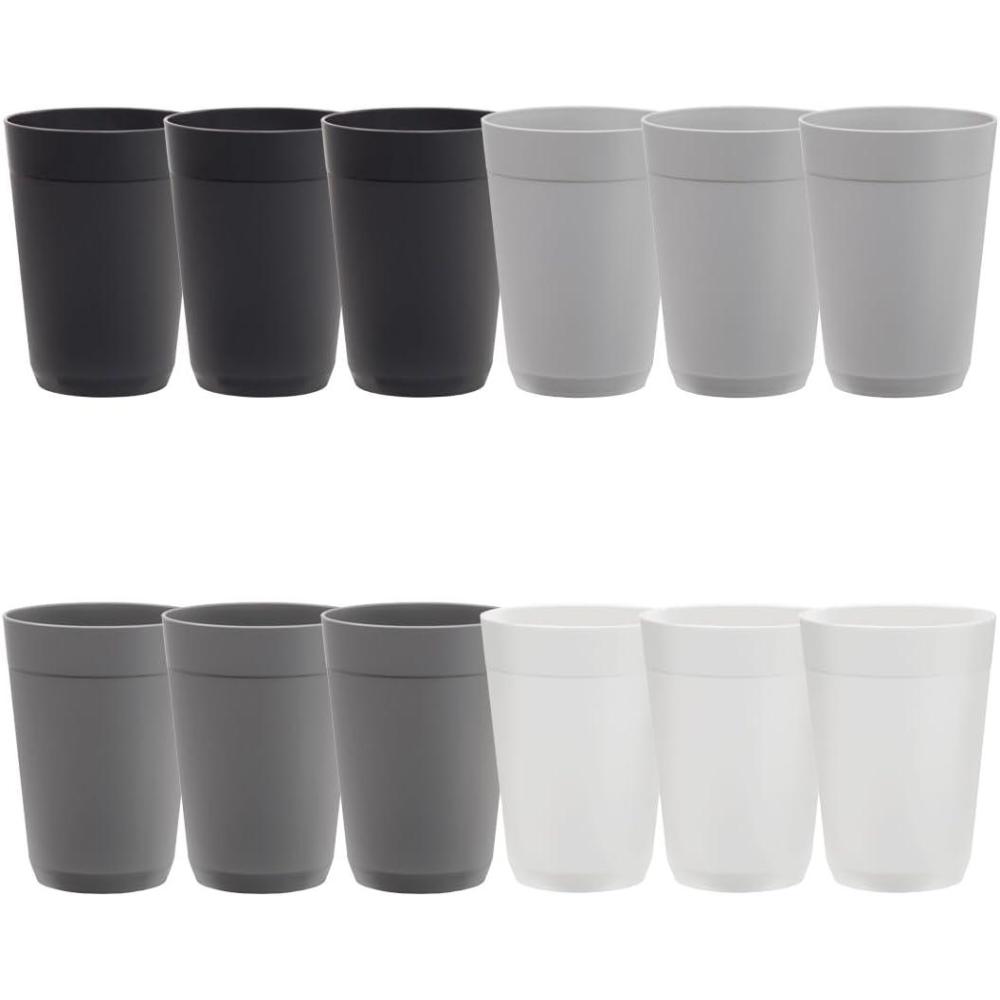 imageUS Acrylic Newport 32 ounce Unbreakable Plastic Stackable IcedTea Tumblers in Grey Stone Set of 12 Drinking Cups Reusable BPAfree Made in the USA Toprack Dishwasher and Microwave SafeGrey Stone