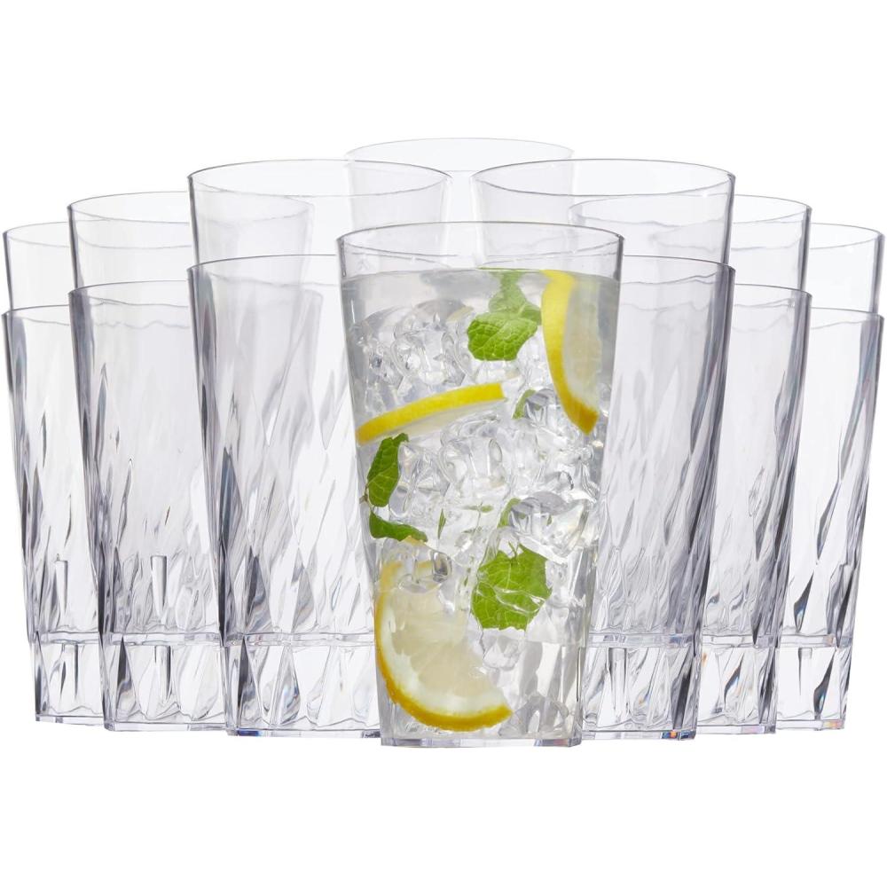 imageUS Acrylic Palmetto Set of 16 20 ounce Plastic Stackable Water Tumblers in Clear Lightweight Value Set of Drinking Cups Reusable BPAfree Made in the USA Toprack Dishwasher Safe20ounce