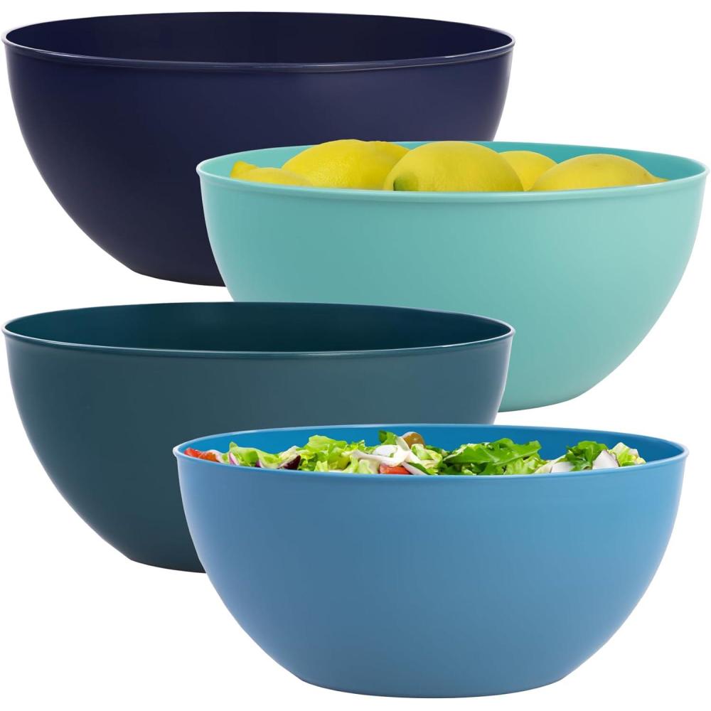 imageUS Acrylic Vista Durable Plastic Salad and Serving 10inch Bowls Set of 4 in Coastal Colors Reusable BPAfree Made in the USA 135 oz capacity