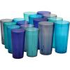 imageUS Acrylic Cafe Plastic Reusable Tumblers Set of 16 20oz Water ampamp 32oz IcedTea Cups Coastal Colors Restaurant Style Drinking Glasses Stackable BPAfree Made in the USA Toprack Dishwasher Safe