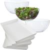 imageUS Acrylic Clear Serving 10inch Plastic Bowls Set of 3 and White Plastic Serving Trays Set of 4 Bundle Made in The USA