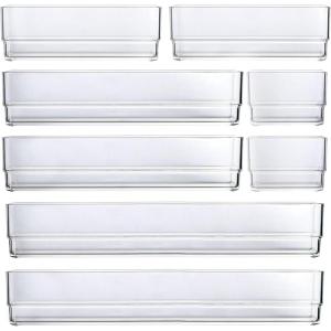 STORi SimpleSort 8-Piece Stackable Clear Drawer Organizer Set | Multi-size Trays | Makeup Vanity Storage Bins and Office Desk Drawer Dividers | Made in USA