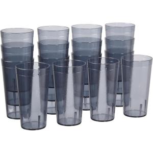 US Acrylic Cafe Plastic Reusable Tumblers (Set of 16) 20-ounce Water Cups in Clear | Value Set of Restaurant Style Drinking Glasses, Stackable, BPA-free, Made in the USA | Top-rack Dishwasher Safe(Gray)