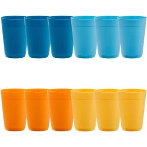 US Acrylic Newport 32 ounce Unbreakable Plastic Stackable Iced-Tea Tumblers in Grey Stone | Set of 12 Drinking Cups | Reusable, BPA-free, Made in the USA, Top-rack Dishwasher and Microwave Safe(Sunrise)