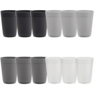 US Acrylic Newport 32 ounce Unbreakable Plastic Stackable Iced-Tea Tumblers in Grey Stone | Set of 12 Drinking Cups | Reusable, BPA-free, Made in the USA, Top-rack Dishwasher and Microwave Safe(Grey Stone)