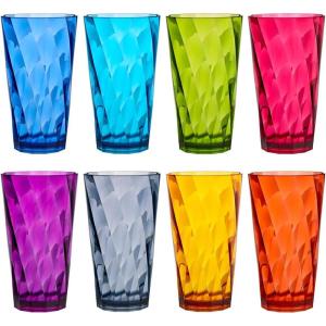 US Acrylic Optix Plastic Reusable Drinking Glasses (Set of 16) 14oz Rocks & 20oz Water Cups in Jewel Tone Colors | BPA-Free Tumblers, Made in USA | Top-Rack Dishwasher Safe(20-ounce)