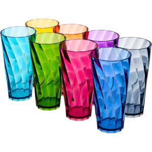 US Acrylic Optix Plastic Reusable Drinking Glasses (Set of 16) 14oz Rocks & 20oz Water Cups in Jewel Tone Colors | BPA-Free Tumblers, Made in USA | Top-Rack Dishwasher Safe(26-ounce)